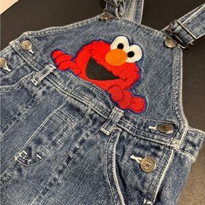 Vintage Y2K Sesame Street Elmo Denim Overalls 12M Baby Unisex Adjustable Straps